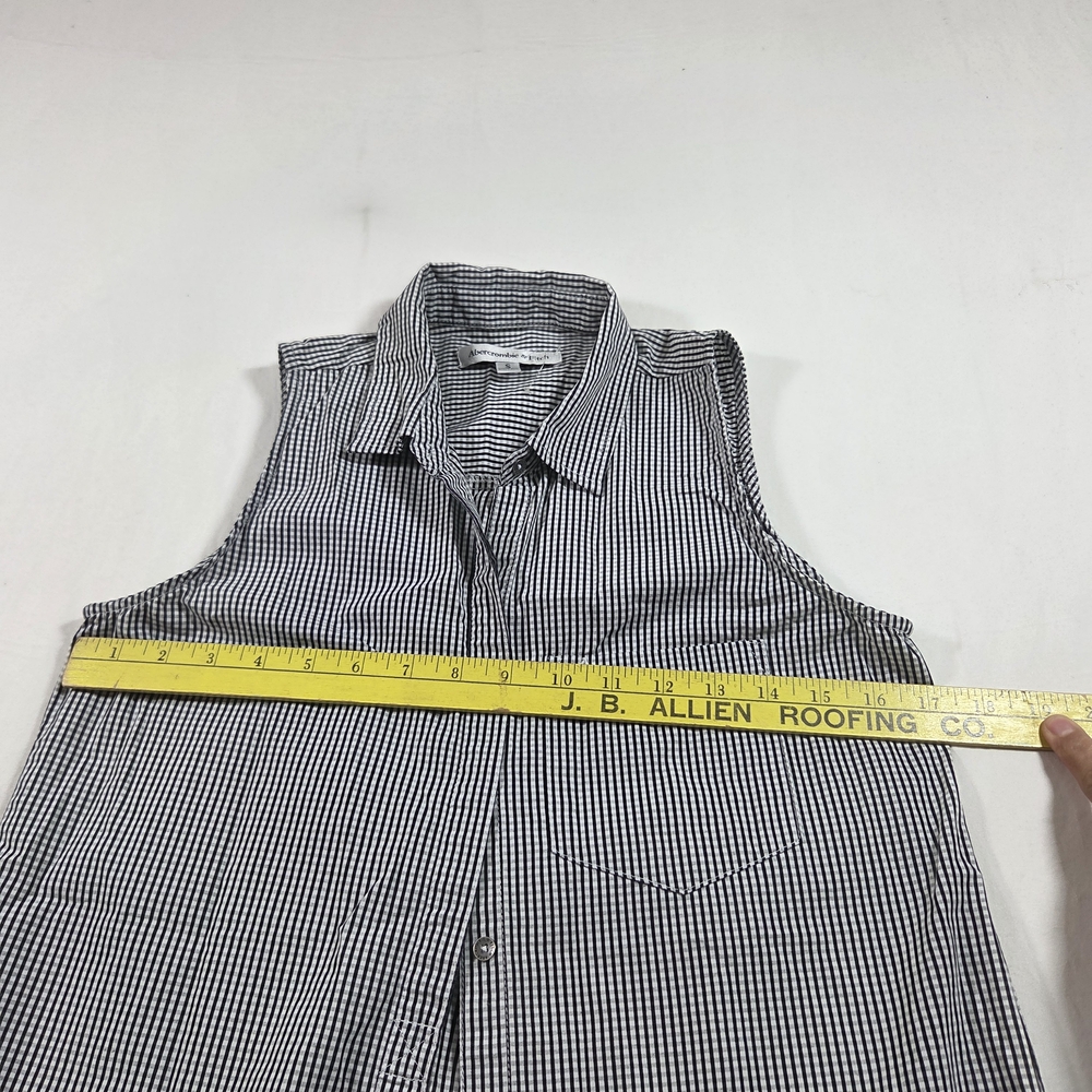 Abercrombie & Fitch Shirt Dress SMALL Mini Black White Checkered Sleeveless - Picture 10 of 12